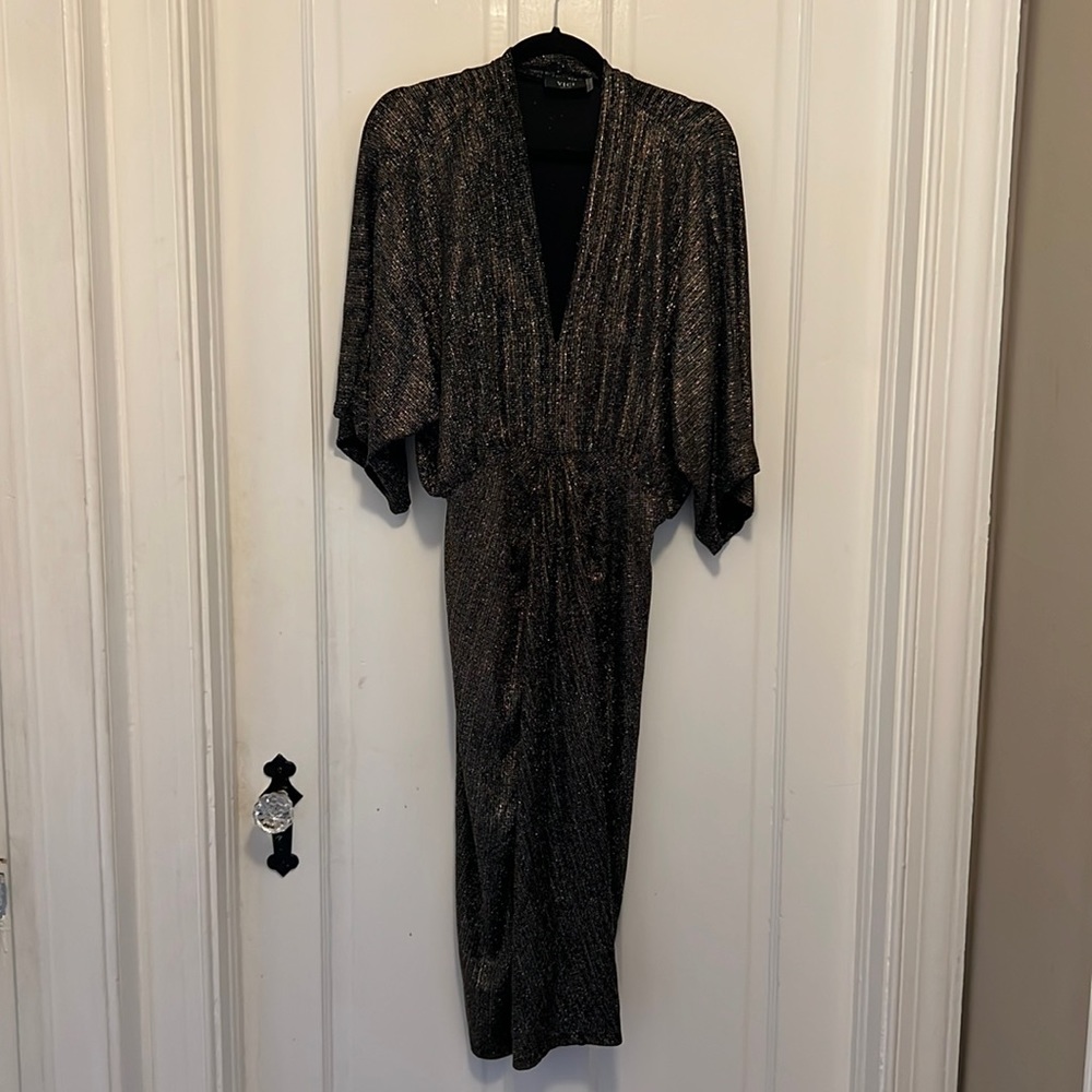 VICI Looking Forward Metallic Kimono Midi Dress